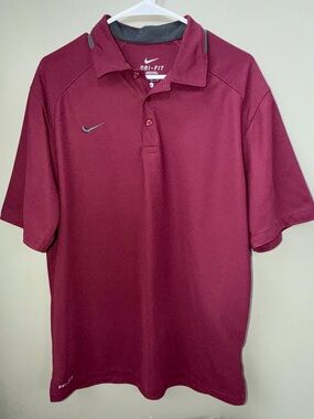 Nike Men's sz Large Burgundy Dri-FIT Polo shirt